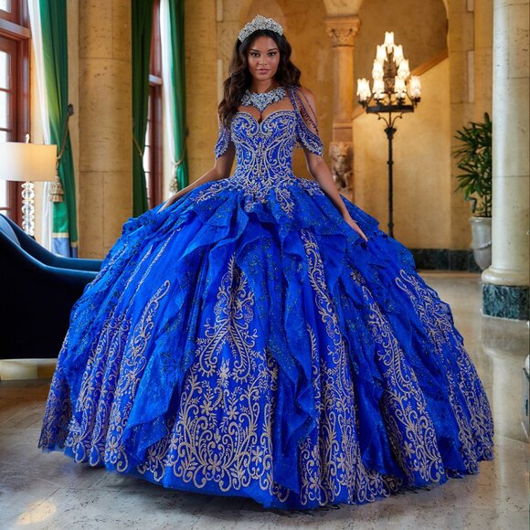 Princesa by Ariana Vara Quinceanera Dress Style PR12274. Royal/Gold